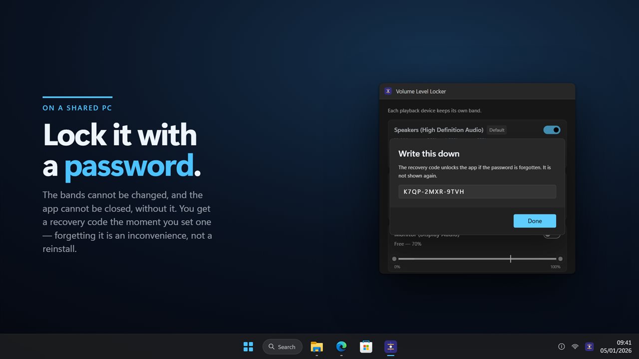 Lock the bands with a password, and keep the recovery code it gives you.