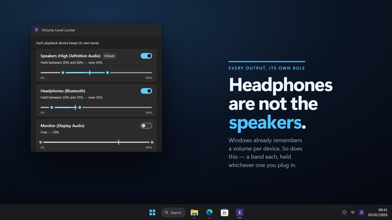 Every playback device keeps its own band, held whichever one you plug in.