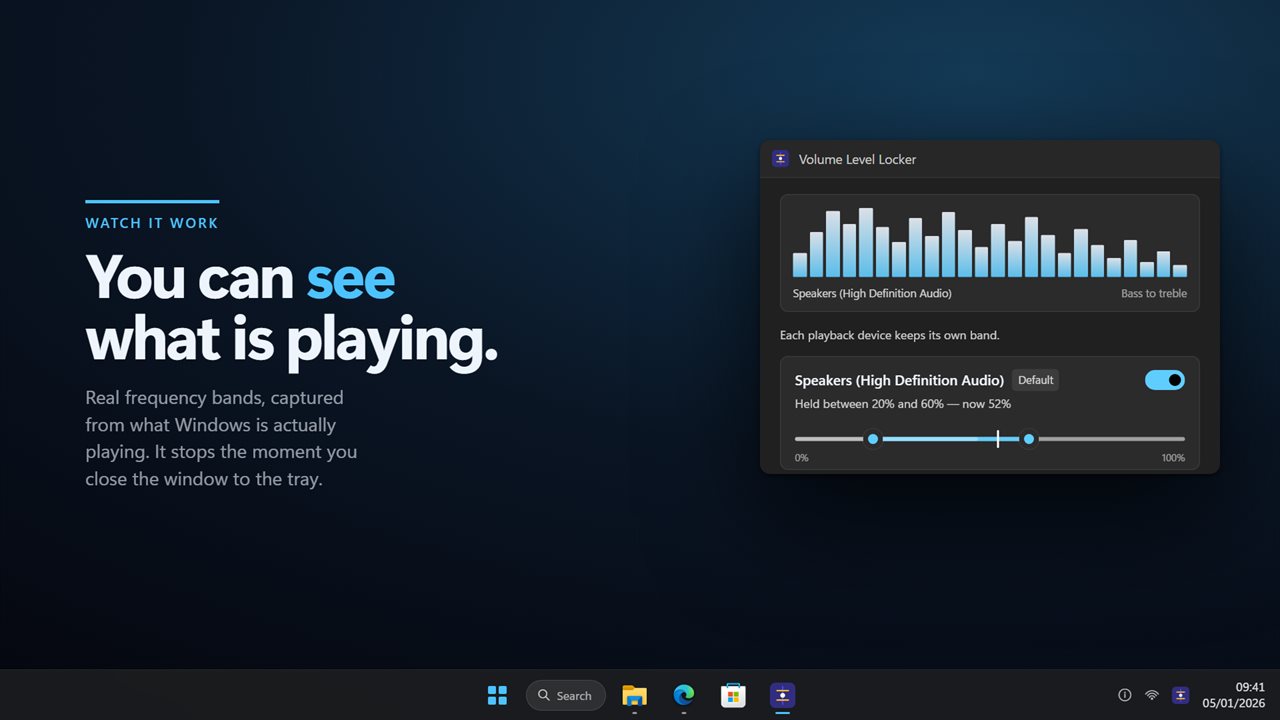 A live visualizer of what is actually playing on the device being held.