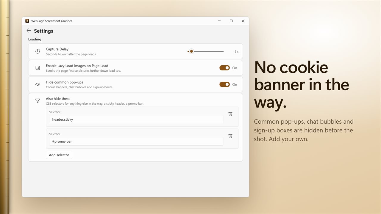 Cookie banners, chat bubbles and sign-up boxes stay out of the shot.