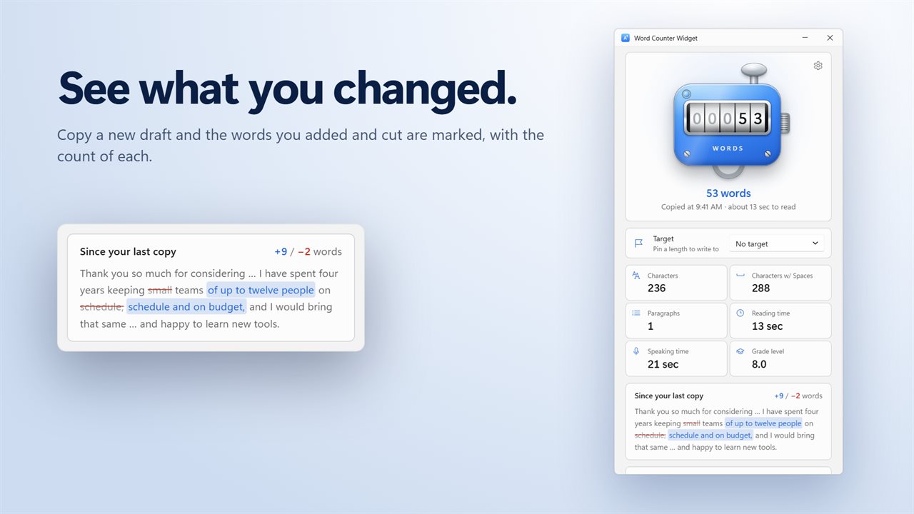 Copy a new draft and see what you changed.
