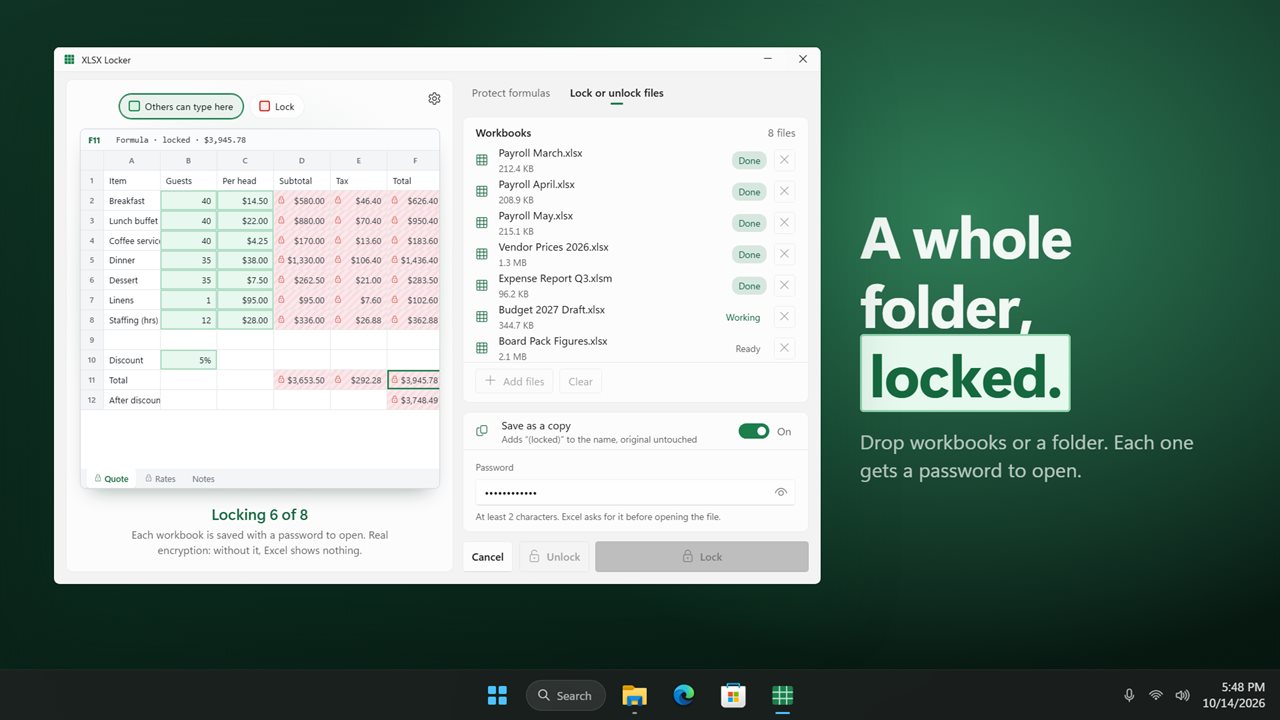 Lock or unlock a whole folder of workbooks at once.
