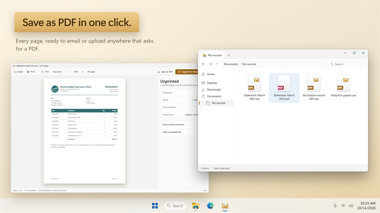 Save as PDF, right beside the original.